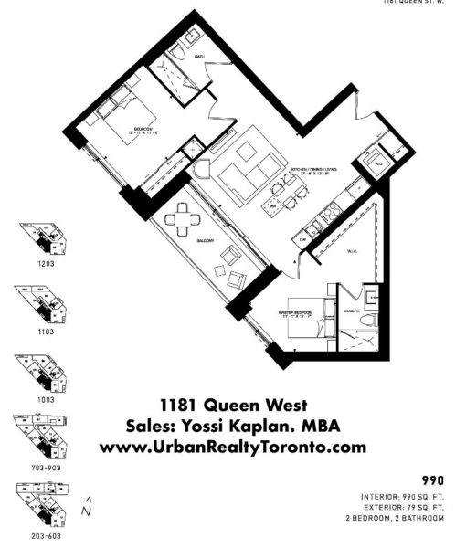 1181 Queen West - Floorplans - 2 Bedroom 990 - Call Yossi Kaplan