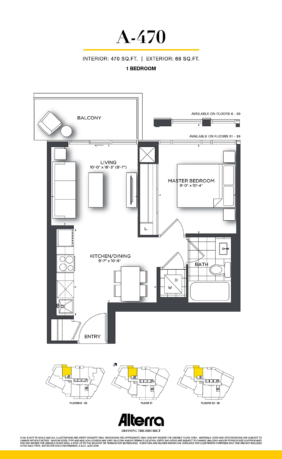 159SW CONDOS VIP LAUNCH - FLOORPLAN ONE BED 470 SQ FT