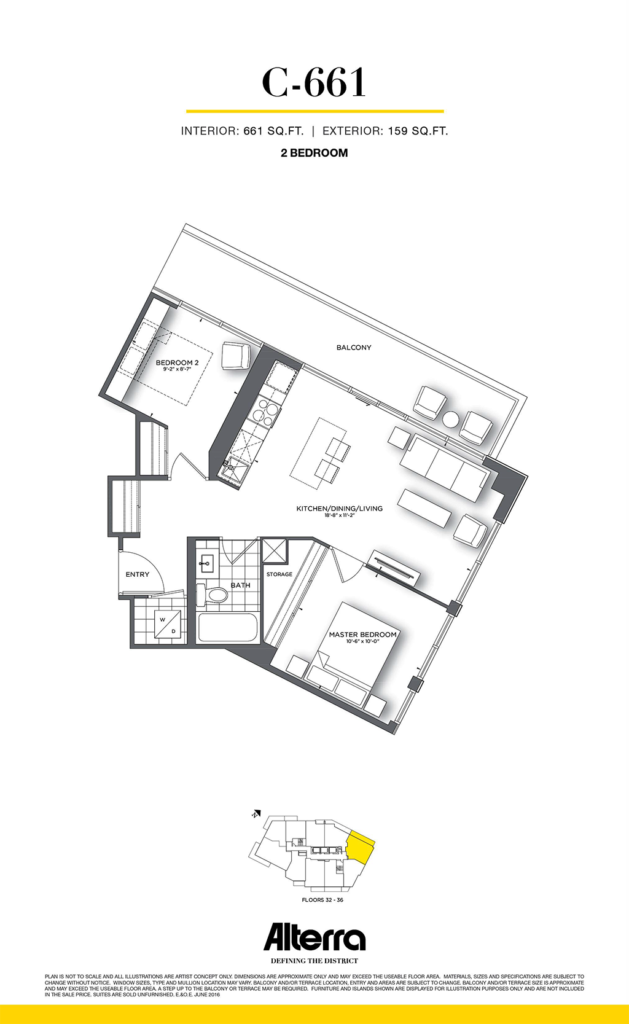 159SW CONDOS VIP LAUNCH - FLOORPLAN TWO BED 661 SQ FT