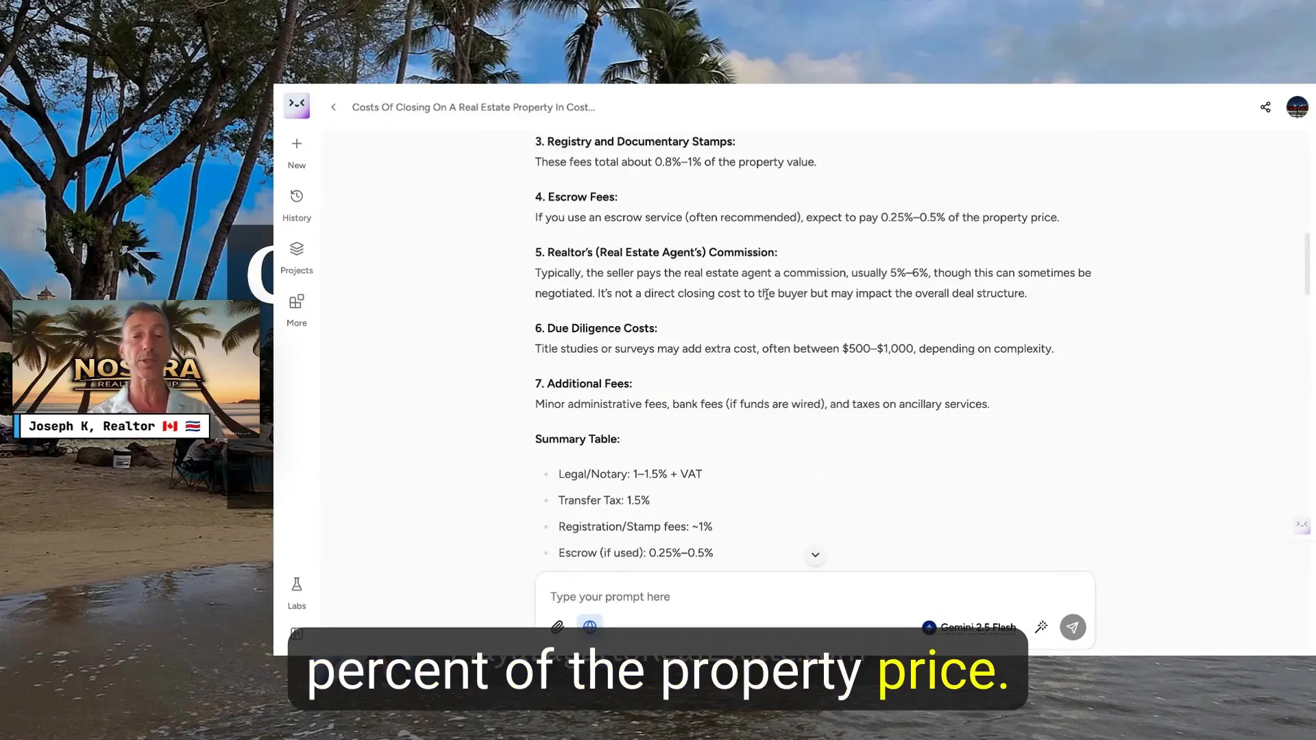 Realtor fees in Costa Rica real estate market