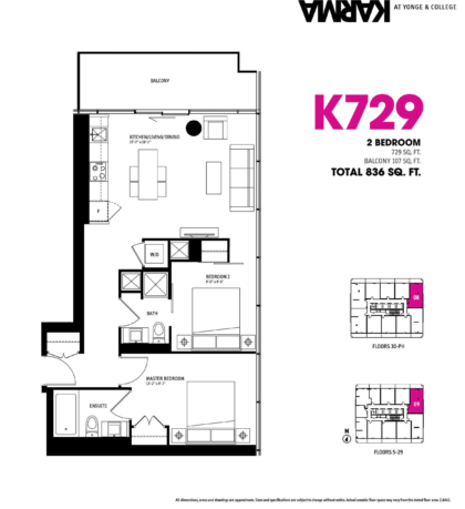 21 GRENVILLE ST - FLOORPLAN TWO BEDROOM 729 SQ FT - CONTACT YOSSI KAPLAN