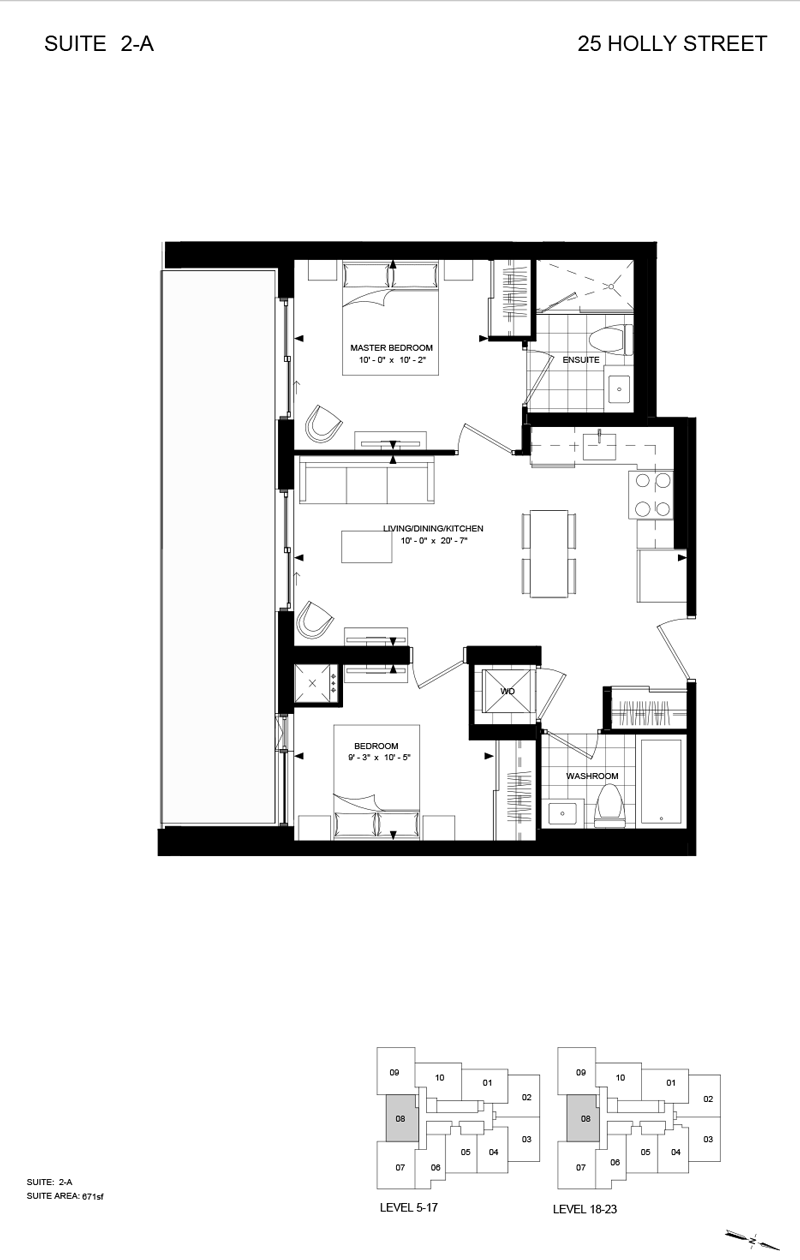 25 HOLLY ST - FLOORPLAN TWO BEDROOM 671 SQ FT