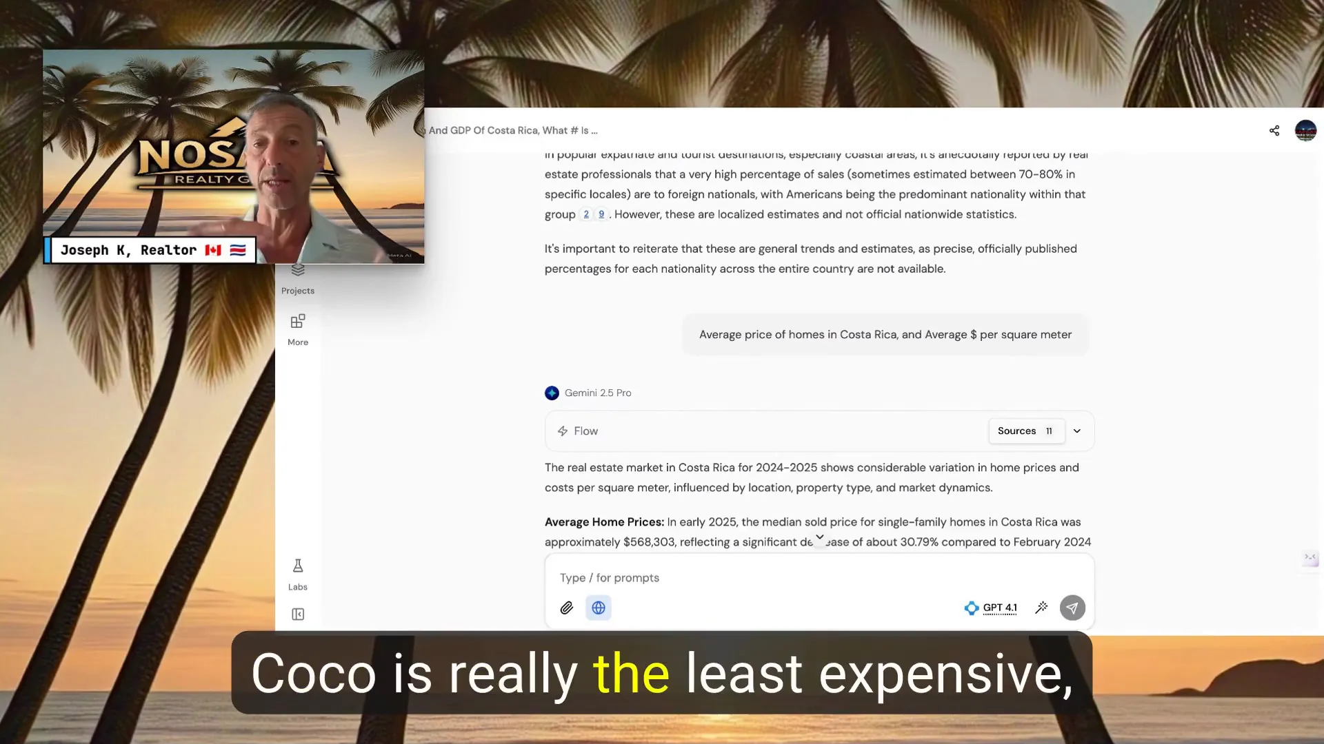 Comparison of prices in Playas del Coco, Tamarindo, and Nosara