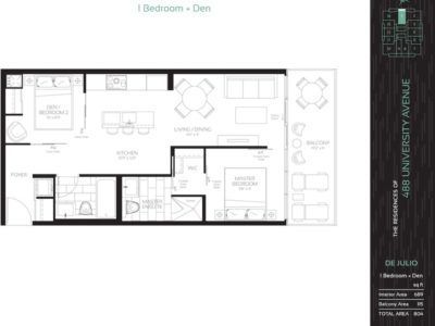 488 UNIVERSITY - FLOORPLAN ONE PLUS DEN 689 SQ FT - CONTACT YOSSI KAPLAN