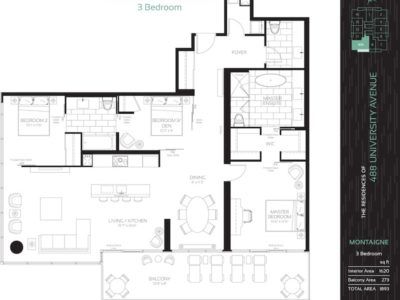 488 UNIVERSITY - FLOORPLAN THREE BED 1620 SQ FT - CONTACT YOSSI KAPLAN