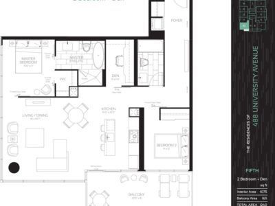 488 UNIVERSITY - FLOORPLAN TWO BED 1075 SQ FT - CONTACT YOSSI KAPLAN