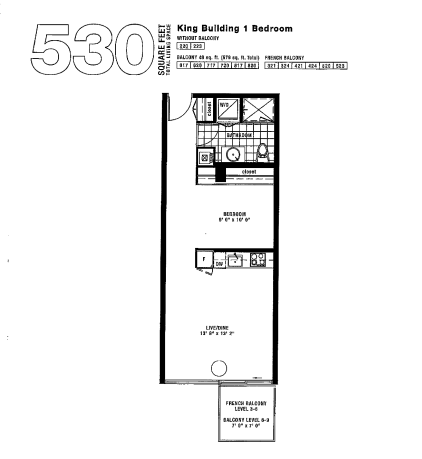 530 SQ FT - UNIT 519 FLOORPLAN