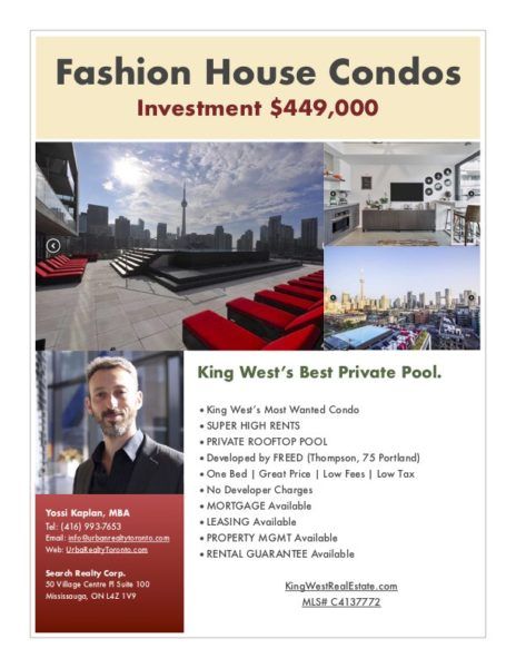 560 King West Fashion House Condos - One Bedroom Condo for Sale - by Yossi KAPLAN - FLYER
