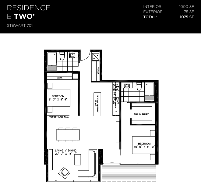 629 KING WEST - TWO BED FOR SALE - FLOORPLAN 1000 SQ FT