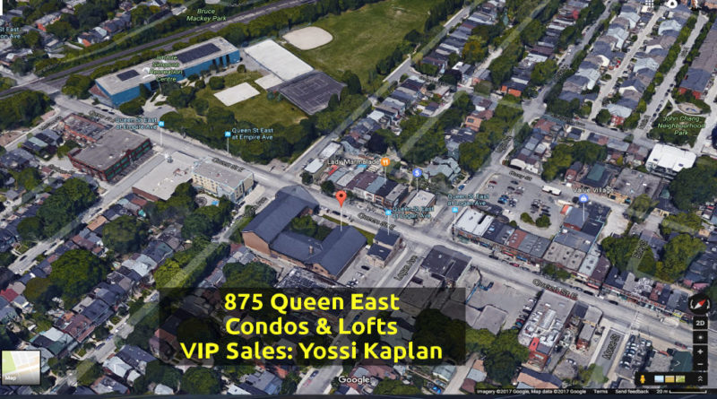 875 Queen St East Condos for Sale - Aerial View of Church - Call Yossi Kaplan VIP Agent