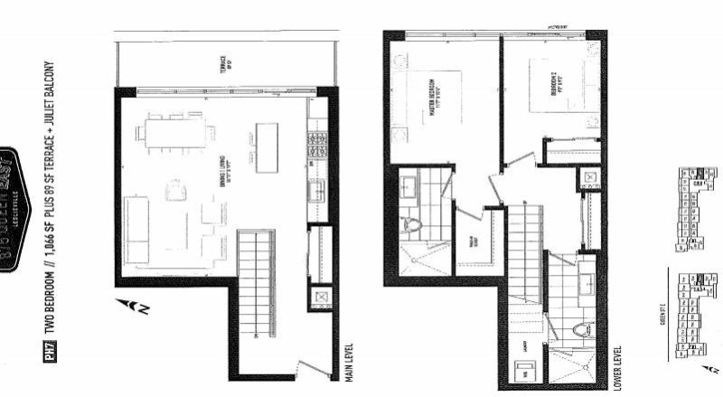 875 Queen St East Floorplans - Two Bed 1066 - Contact Yossi Kaplan