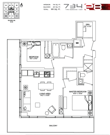 E CONDOS FOR SALE - FLOORPLAN TWO BEDROOM PLUS DEN