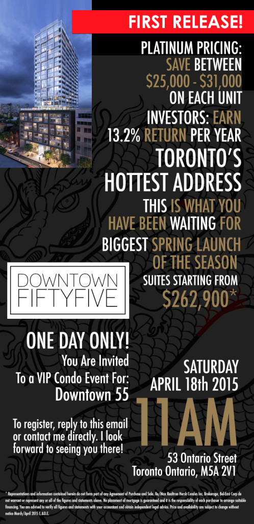 EAST FIFTY FIVE CONDOS - INVITATION TO VIP SALE