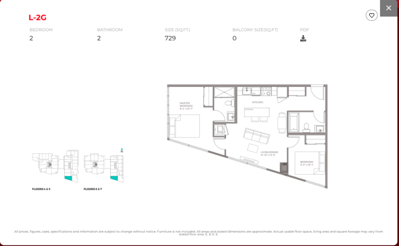 East Junction Condos for Sale @ 394 Symington Ave | Two Bed 729sqft Floorplan
