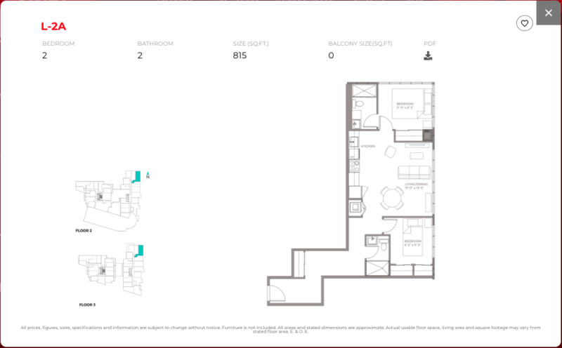 East Junction Condos for Sale @ 394 Symington Ave | Two Bed 815sqft Floorplan
