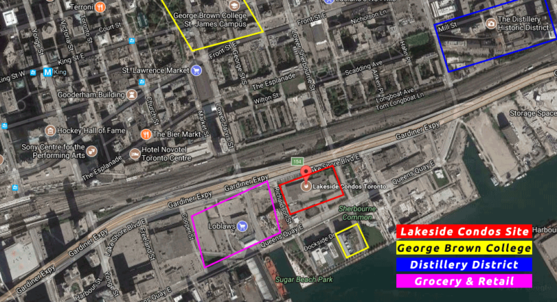Lakeside Residences Toronto for Sale - 215 Lakeshore East Map