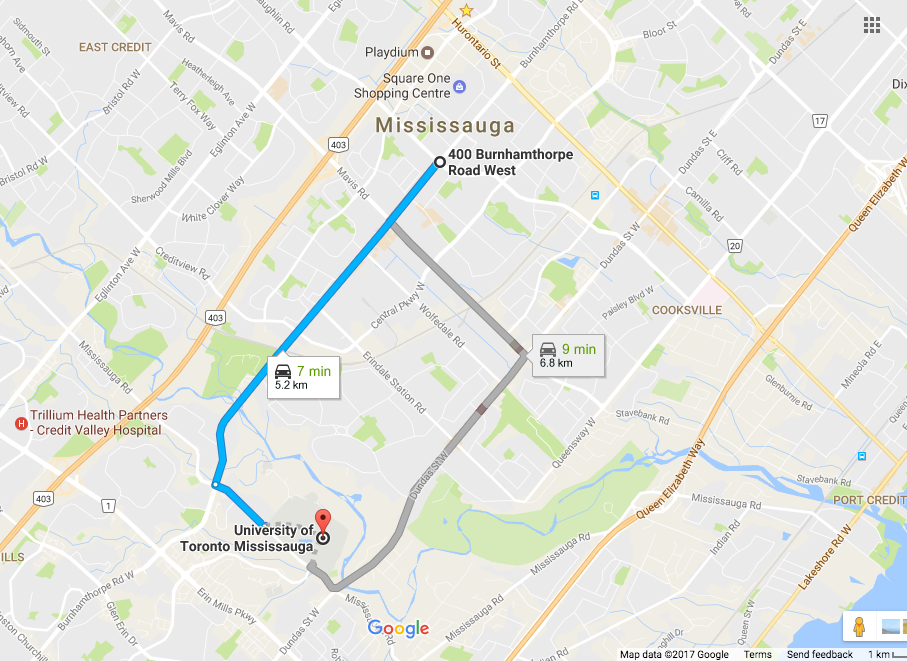 MAP OF M CITY TO U OF T MISSISSAUGA - YOSSI KAPLAN
