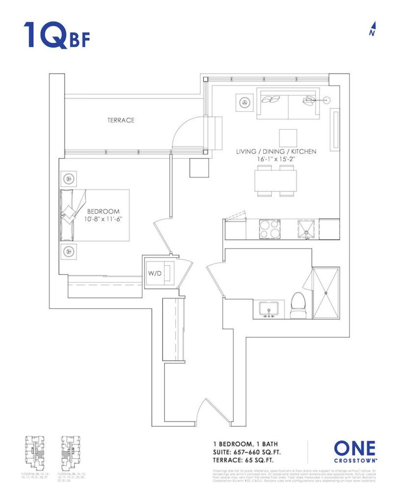 One Crosstown Condos Floorplan - 12 - One Bedroom Den 1Qbf - by Yossi Kaplan, MBA