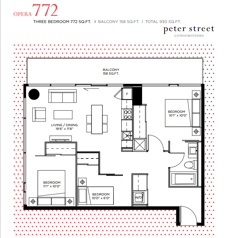 PETER STREET CONDOS FOR SALE - FLOORPLANS 3 BEDROOM