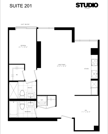 STUDIO CONDOS ON RICHMOND - FLOORPLANS - 1 BEDROOM