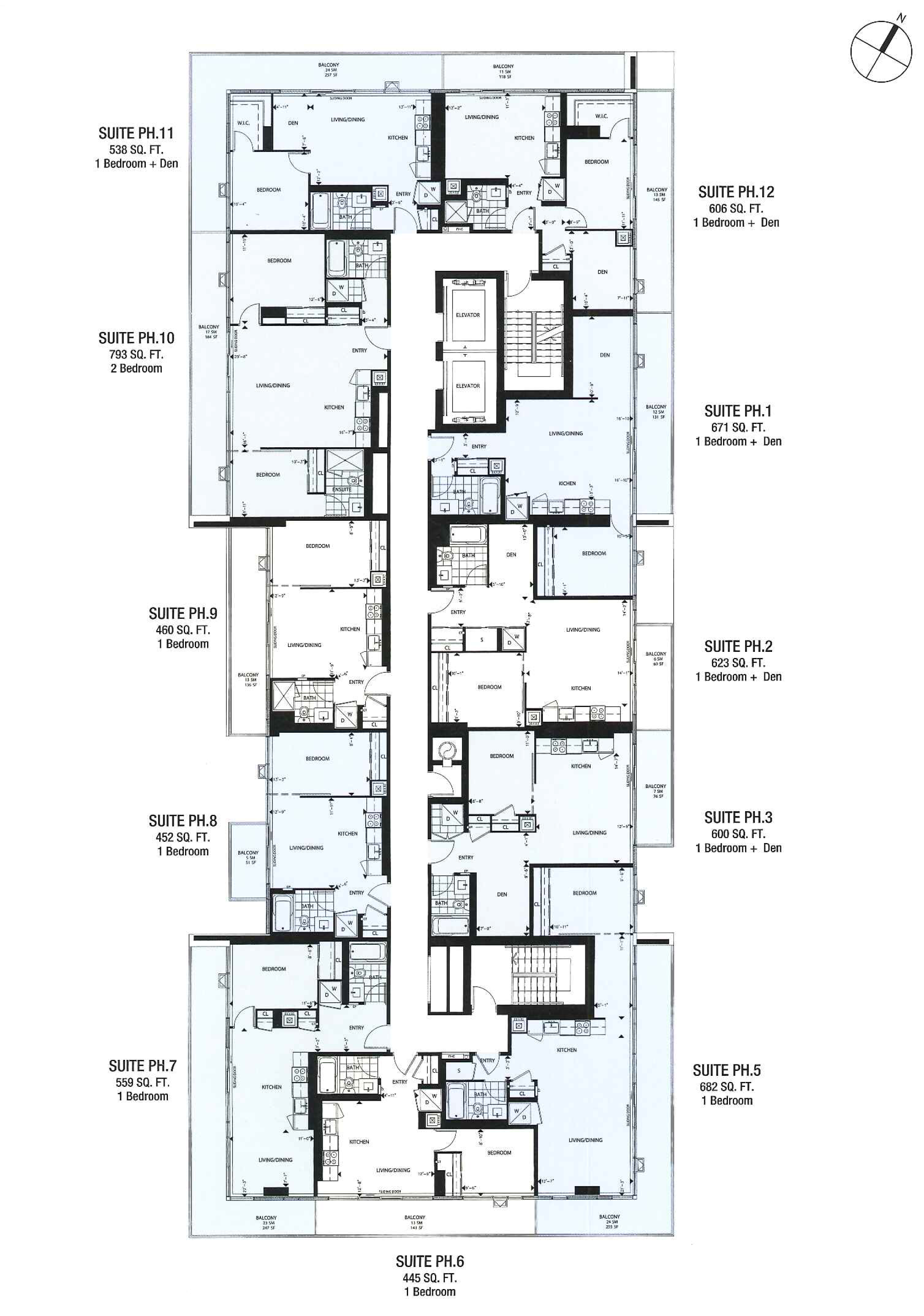THE COLLEGE CONDOS - FLOOPLANS PENTHOUSE LEVEL - CONTACT YOSSI KAPLAN