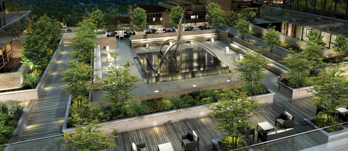 The Madison Condos outdoor terrace and Loblaws podium architecture photo