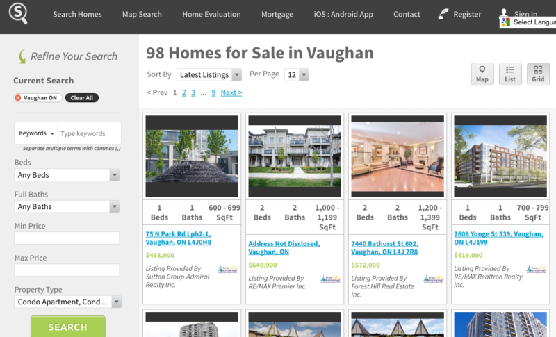 VAUGHAN CONDOS FOR SALE - SAVED MAP SEARCH