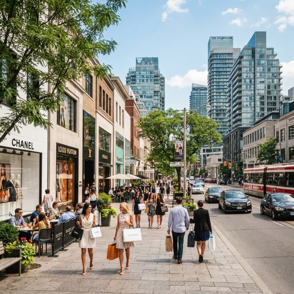 Bloor Street luxury shopping boutiques and Yorkville condos Toronto
