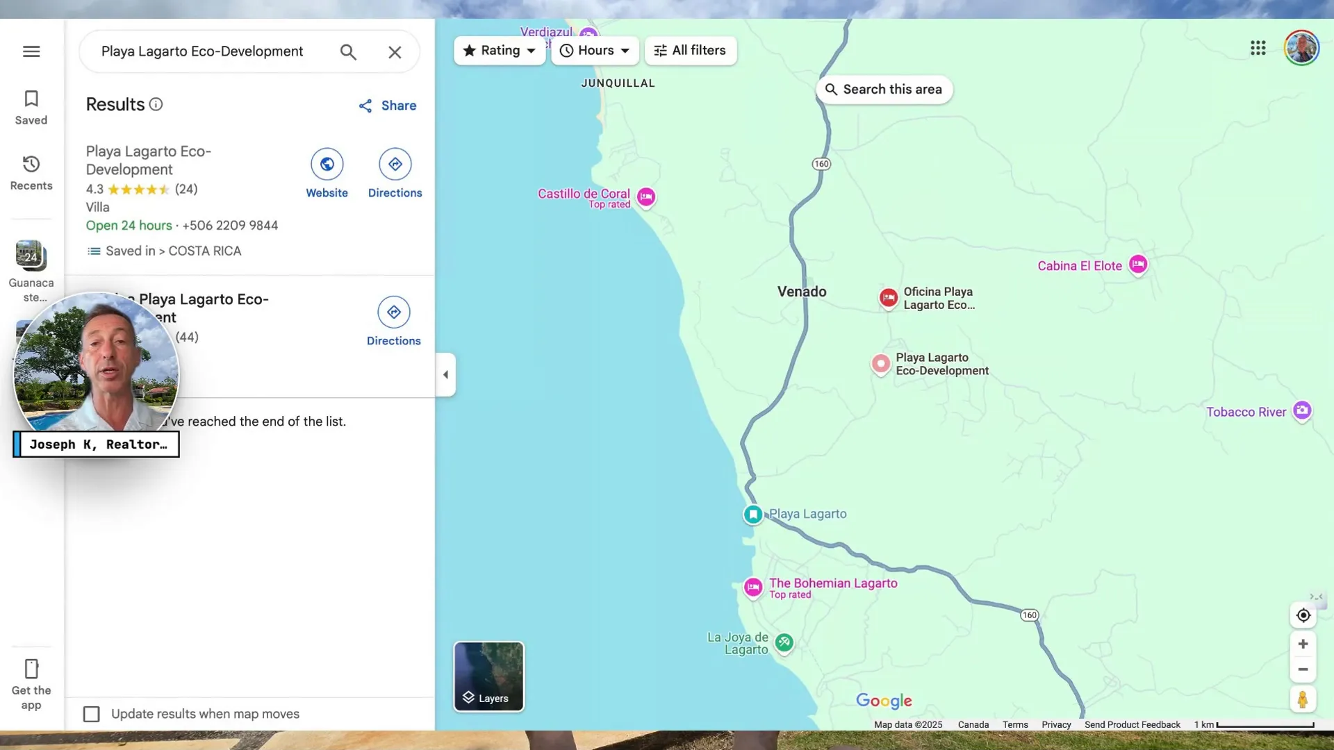 Map showing Playa Lagarto Eco Development location and layout