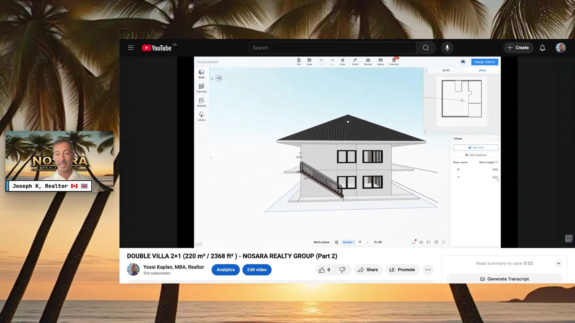 Two-story villa with balcony and exterior stairs