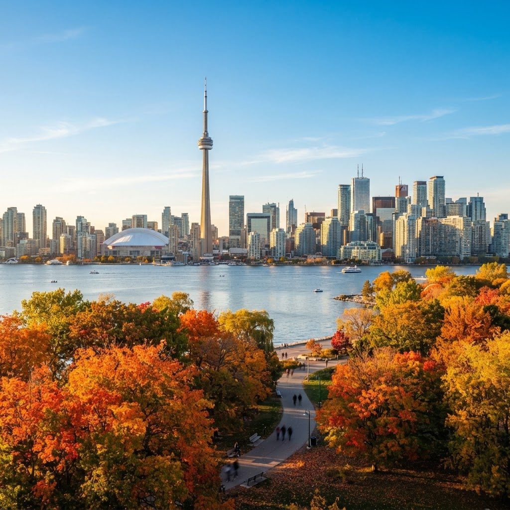 Toronto skyline with autumn maple trees, October 2026 condo guide updates